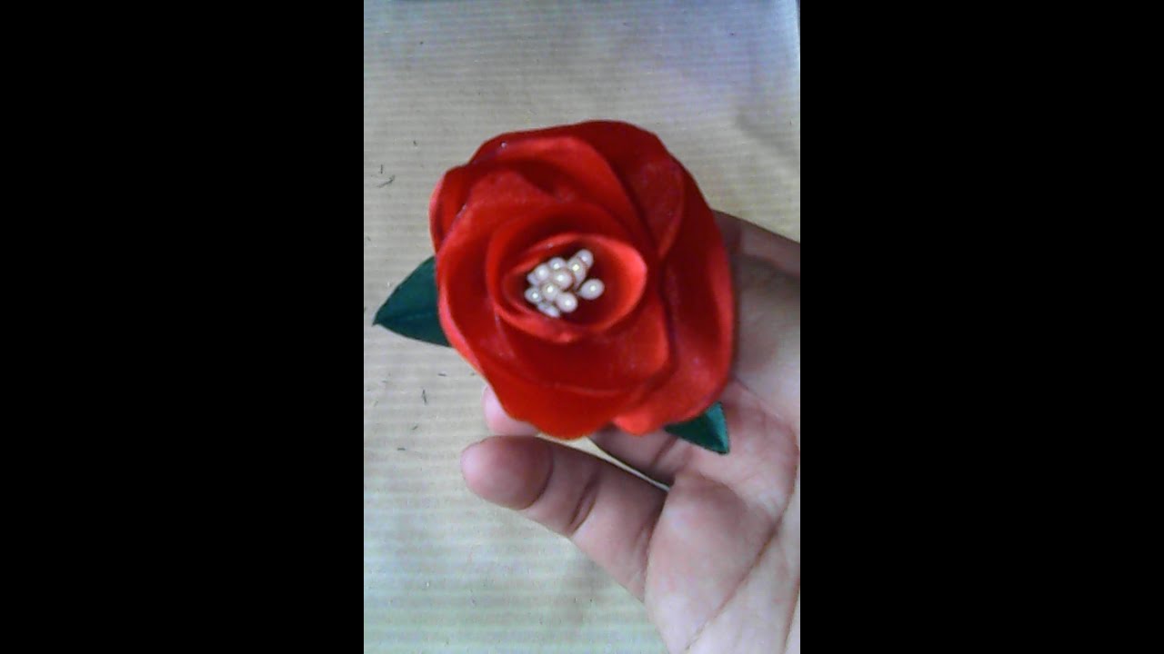 DIY cara membuat bunga  mawar  dari kain  satin how to make 