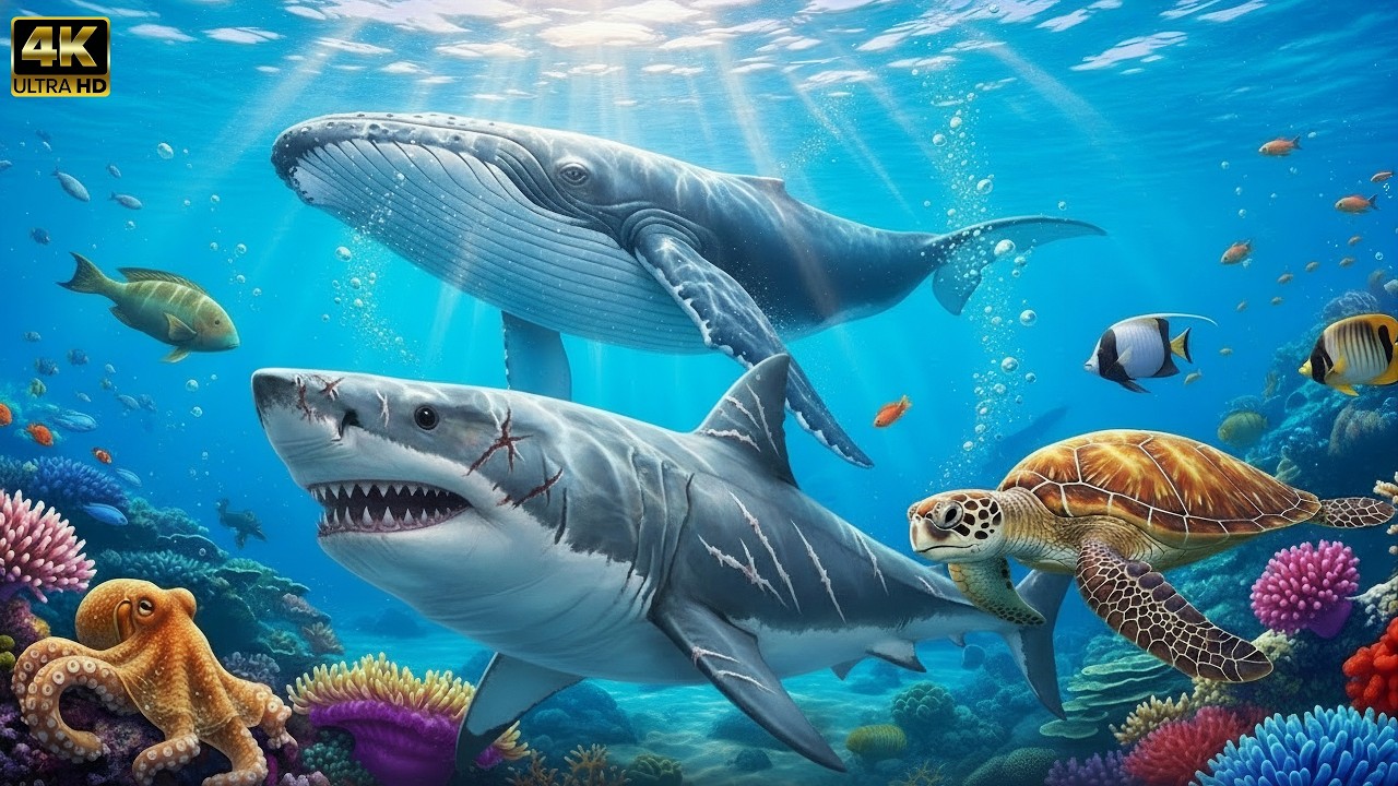 Ocean Wildlife 4K 🌊|Nature Animals Under The Ocean|Relaxing Music & Relaxing Ocean Life #usa#russia