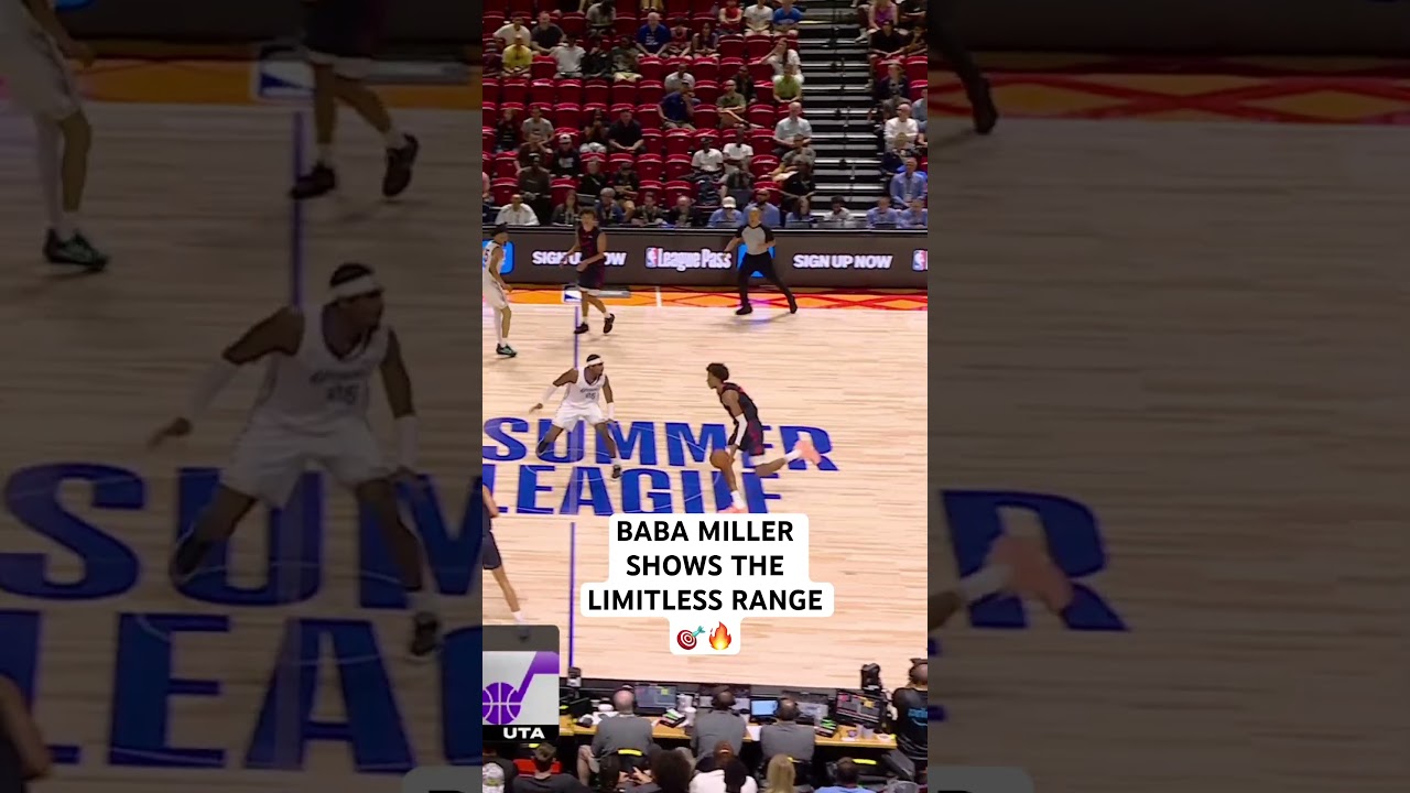 Baba Miller banks in the logo 3 to beat the shot clock buzzer