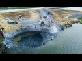 Big Sink Land On Deep Water!! Repair The Land With 25T Dump Trucks And Shantui Bulldozer