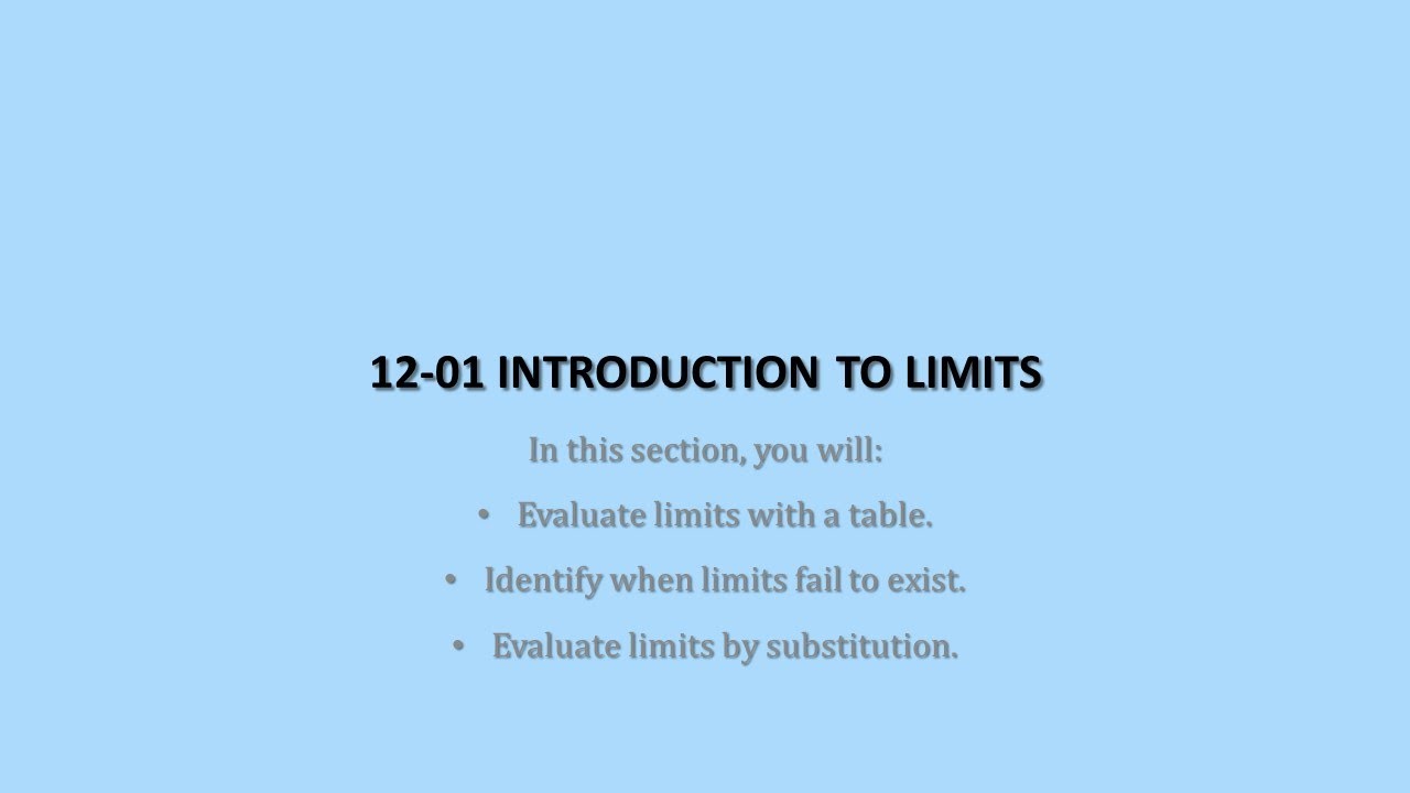 Precalculus 12-01 Introduction to Limits - YouTube