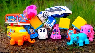 menemukan banyak kereta api Thomas and friend, kereta spongebob, kci, gajah dan kereta hantu