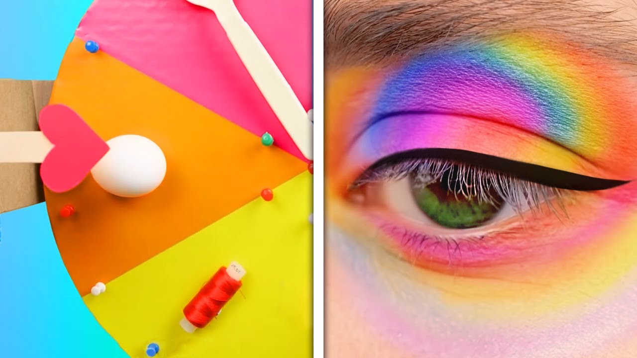 RAINBOW MAKEUP CHALLENGE || 18 Cool Makeup Tricks And Beauty Hacks