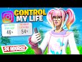 Letting INSTAGRAM Control my LIFE on FORTNITE for 24 HOURS.. (insane)