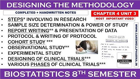 Designing the Methodology (complete) || Ch 4 Unit 3 | biostatistics and research methodology 8th sem