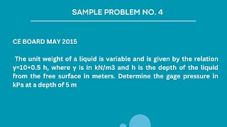 UNIT PRESSURE - Sample Problem No. 4 (Fluid Mechanics & Hydraulics)