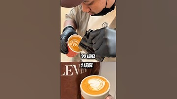 latte art | 1 level VS 99 Level | #coffee #latteart