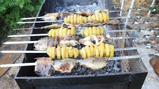 Шашлык из рыбы и картошки на мангале! Шашлык из рыбы и картошки на мангале!