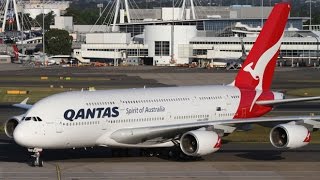 Qantas A380-800 - Push back, Taxi, & Take off - Sydney Airport - 4K