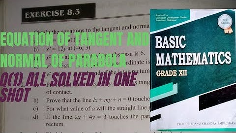 Class -12  eq.of tangent to parabola exercise 8.3 part -1((Q)1 all solved)