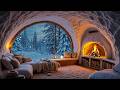 Cozy Winter Cabin Ambience | Warm Fireplace &amp; Gentle Snowfall Sounds