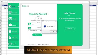 #2 Sidebar Menu & Tabbed User Login/Registration Forms in Excel || Show/Hide Data