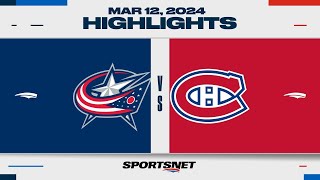 NHL Highlights | Blue Jackets vs. Canadiens - March 12, 2024