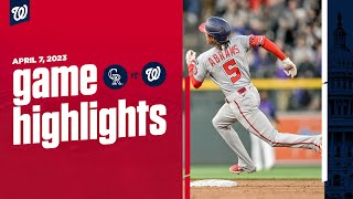 Nationals vs. Rockies Game Highlights (4\/7\/23) | MLB Highlights