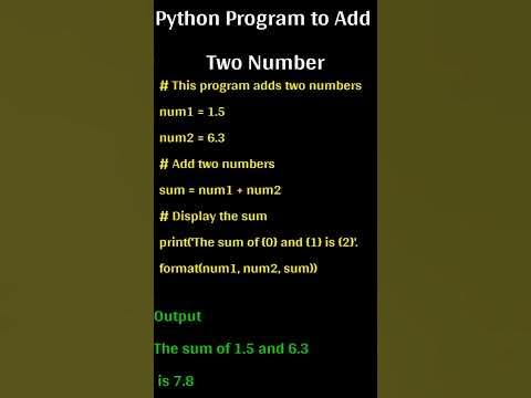 Python Program to Add Two Numbers @computerstudyzone - YouTube