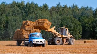 Вывоз и скирдование соломы / АМКОДОР 352С, 342С4 / МТЗ 1221, 82, ЗИЛ-130В1, МАЗ 6422 и др. /