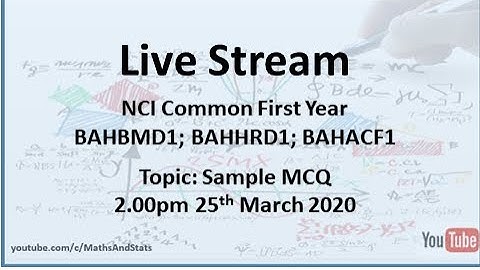 Live Stream (25-03-20): Quantitative Methods MCQ -BAHBMD1; BAHHRD1; BAHACF1
