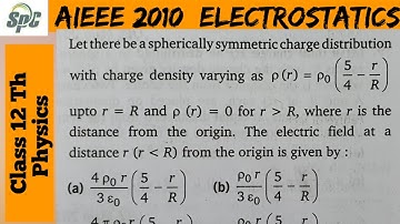 Let there be a spherically symmetric charge distribution with charge density varying as p(r) = po