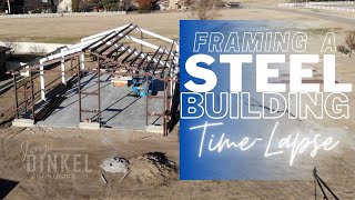 THIS is how to frame a 40x60 STEEL BUILDING Time-lapse!