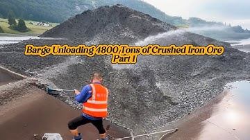 Barge Unloading 4800 Tons of Crushed Iron Ore - Part 1 - Smooth Flow - Barge Work Vlog