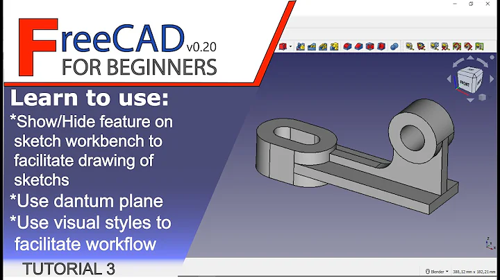FreeCAD 0.20: using the basics of Sketch and PartDesign workbench to draw simple solid