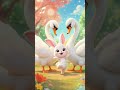 cute little baby bunny ft. two big swan 🦢🐰 #bunny #bunnystory #short