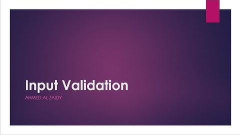 Input Validation