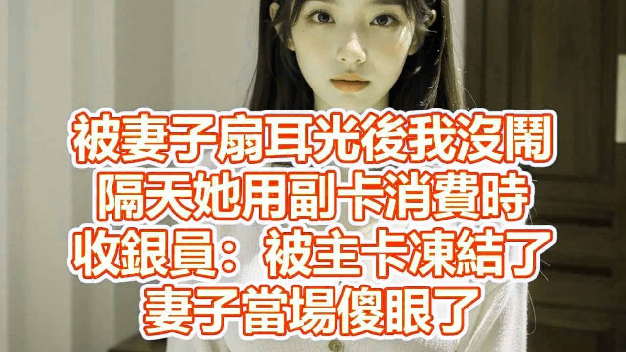 被妻子扇耳光後我沒鬧，隔天她用副卡消費時，收銀員：被主卡凍結了，妻子當場傻眼了