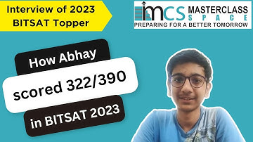 BITSAT 2023 Topper (322/390)| Masterclass Space BITSAT Test Series 2024