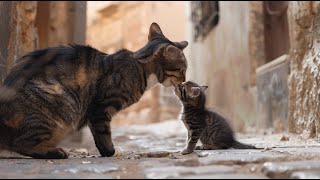 Mother cat wants love for her kitten but nobody cares