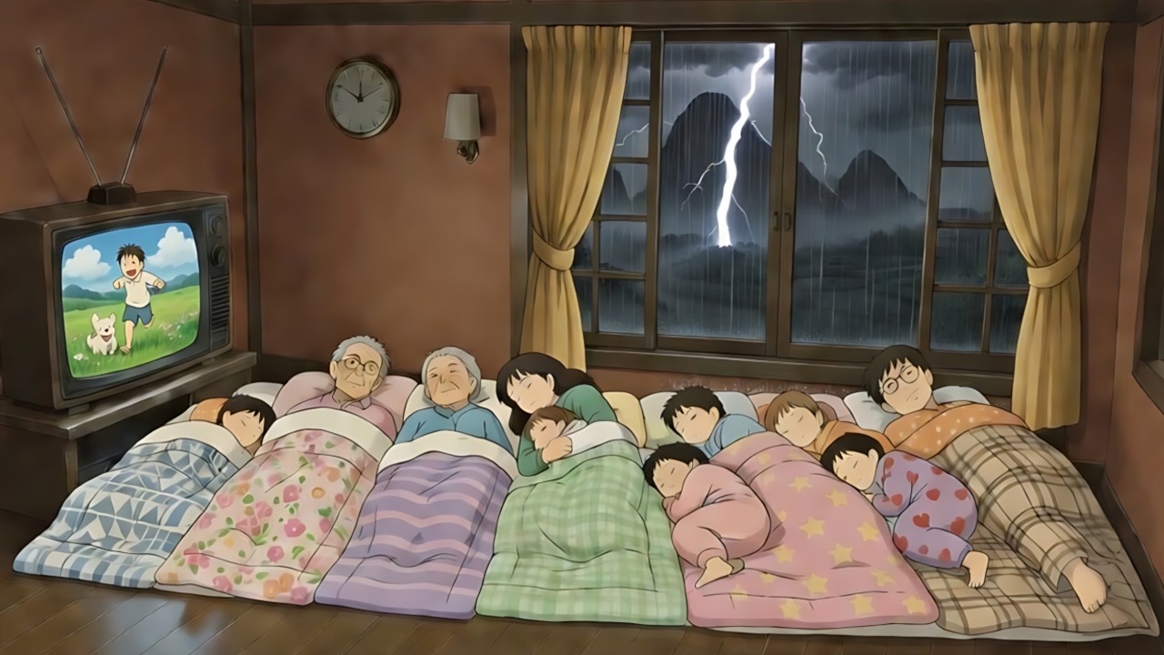 Cozy Stormy Night at Grandparents’ Forest Cabin ⚡ Rain & Thunder | Ghibli Style Cooking ASMR