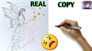 Recreation Farjana Drawing Academy|A fairy is sitting on the Moon  - Pencil Sketch || How to draw ||