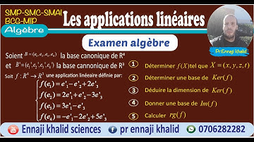 les applications linéaires de R4 vers R3 ker(f),Im(f) rg(f) exercice