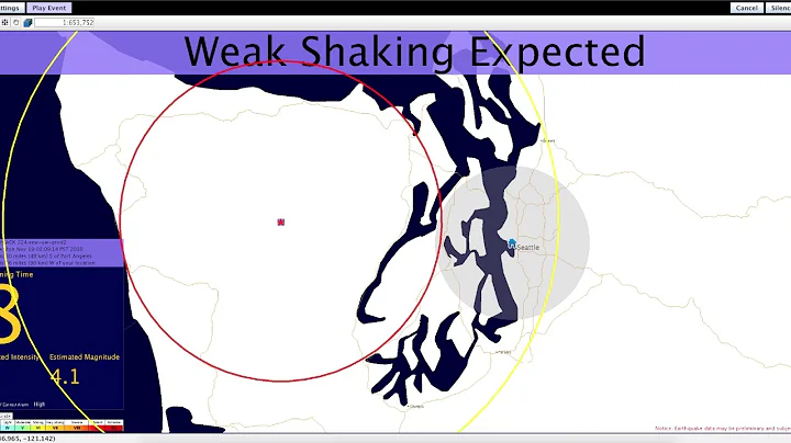 ShakeAlert: EEW Playback of M4.1 Earthquake on Olympic Peninsula on Nov 19, 2018