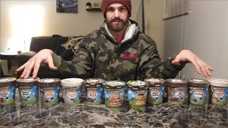 Trying To Eat All 11 Varieties of Ben & Jerry's Topped Ice Cream **My Freezer Died**