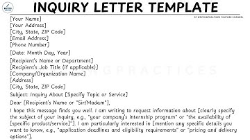 [LETTER TEMPLATE] How To Write An Inquiry Letter Step by Step Guide | Writing Practices