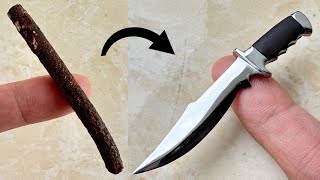 I Turn rusty iron into mini knife pendant - Making mini hunting knife