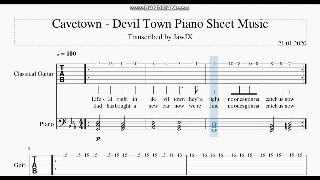 Cavetown " Devil Town " Guitar Tabs Sheet Music YouTube