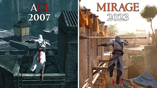 Assassin's Creed 1 vs Mirage - Parkour Physics \& Details Comparison (4K 60FPS)