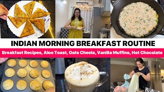 Morning Breakfast ke liye PERFECT Recipes | Lunchbox ideas, Oats Cheela~AlooToast~Muffins~Cappuccino