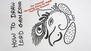 How to Draw-  Lord Ganesha Ganpati form Peacock Feather Step by Step Tutorial for Kids