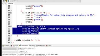 Details Menu Program in C++ Update