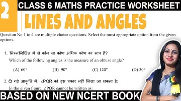 Class 6 Maths Chapter 2 Lines and Angles Practice Worksheet