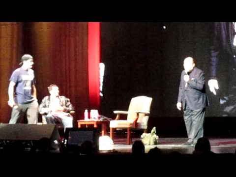 Charlie Sheen invites James Lipton to stage. NYC. ...