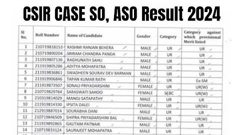 CSIR CASE SO, ASO Result 2024 | Cut Off Marks, Merit List