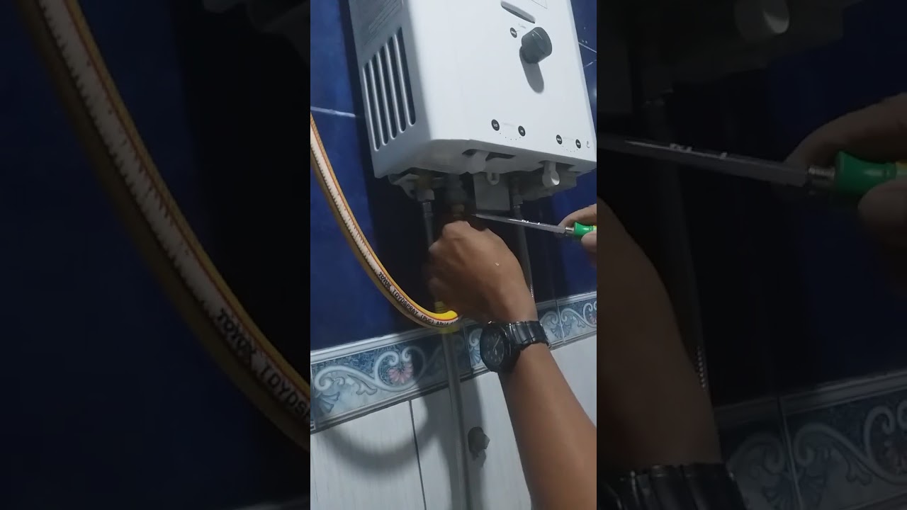 cara mudah pasang water heater  gas merk rinnai...