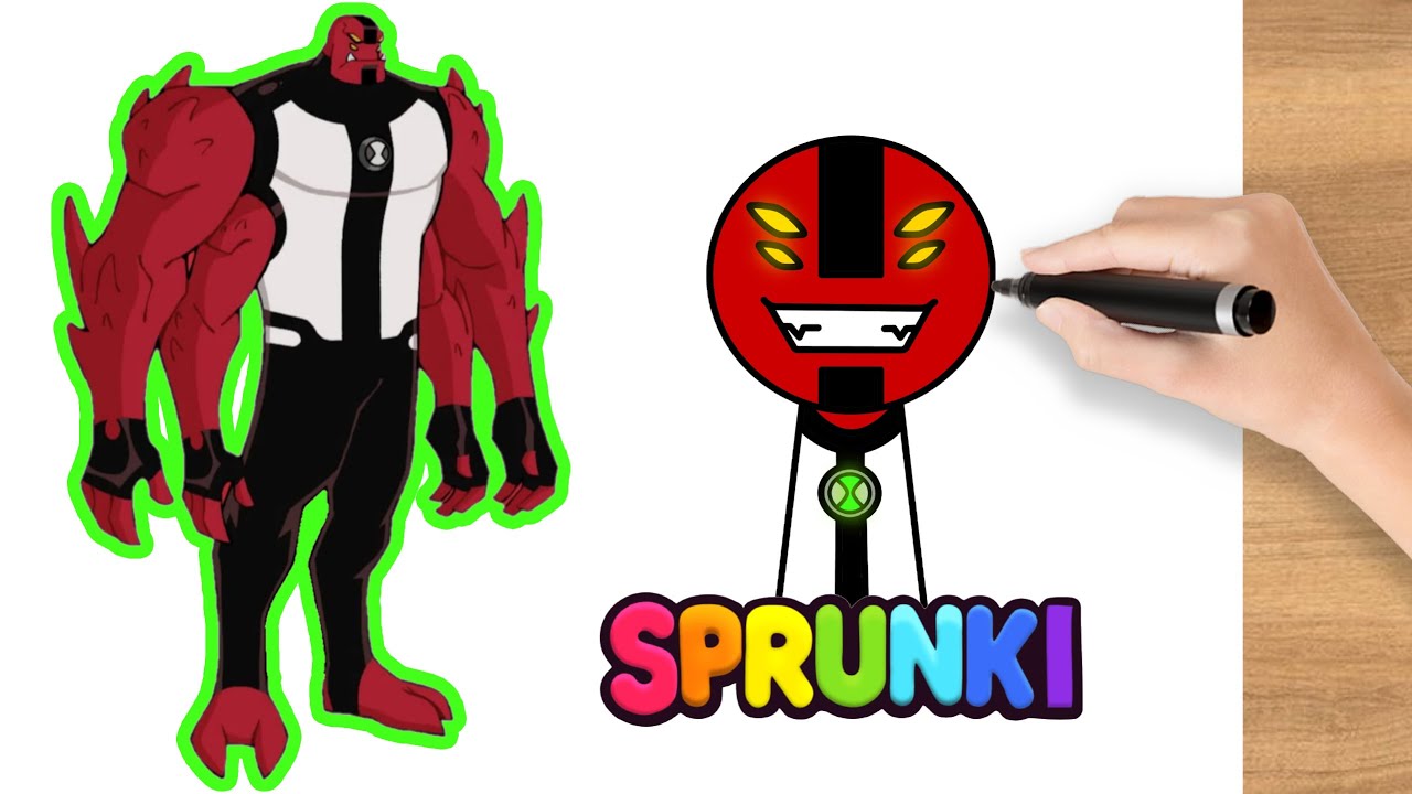 How to Draw Four Arms Ben 10 in Sprunki Style | Sprunki Incredibox Drawing Tutorial