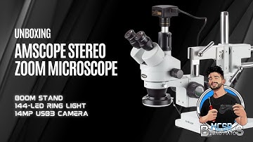 UNBOXING & Assembly - 3.5X-90X Simul-Focal Stereo Zoom Microscope, Boom Stand w LED Light & 14MP Cam