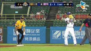 20130625 CPBL 象VS犀牛 4上 王勝偉本季第16次盜壘成功