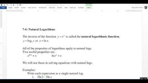 7-6 Natural Logarithms